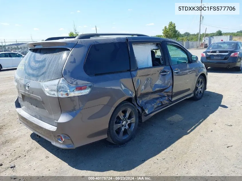 2015 Toyota Sienna Se Premium 8 Passenger VIN: 5TDXK3DC1FS577706 Lot: 40175724