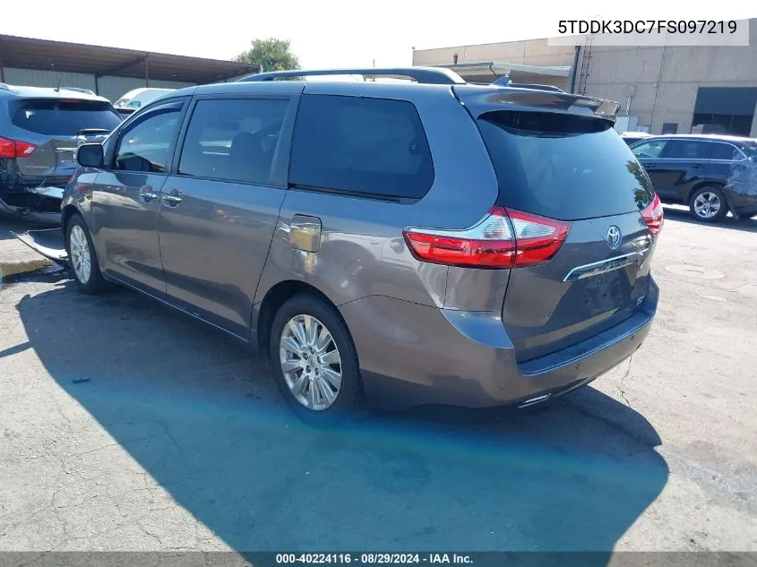 2015 Toyota Sienna Limited Premium 7 Passenger VIN: 5TDDK3DC7FS097219 Lot: 40224116