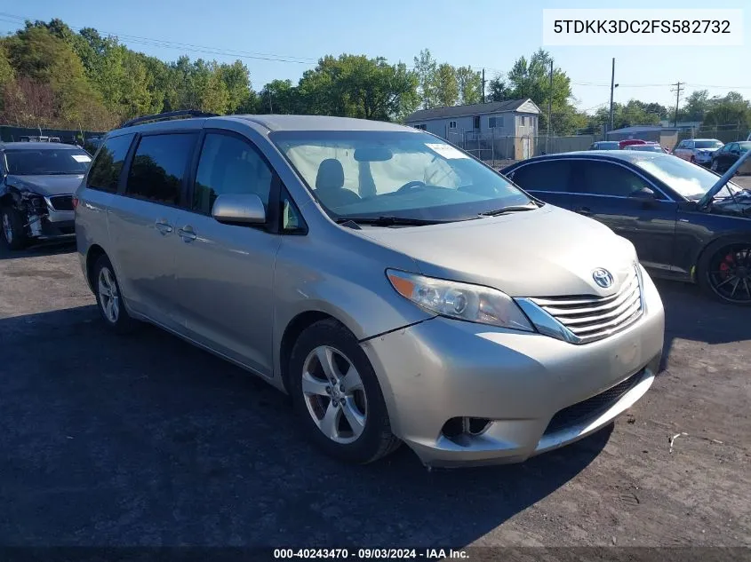 2015 Toyota Sienna Le 8 Passenger VIN: 5TDKK3DC2FS582732 Lot: 40243470