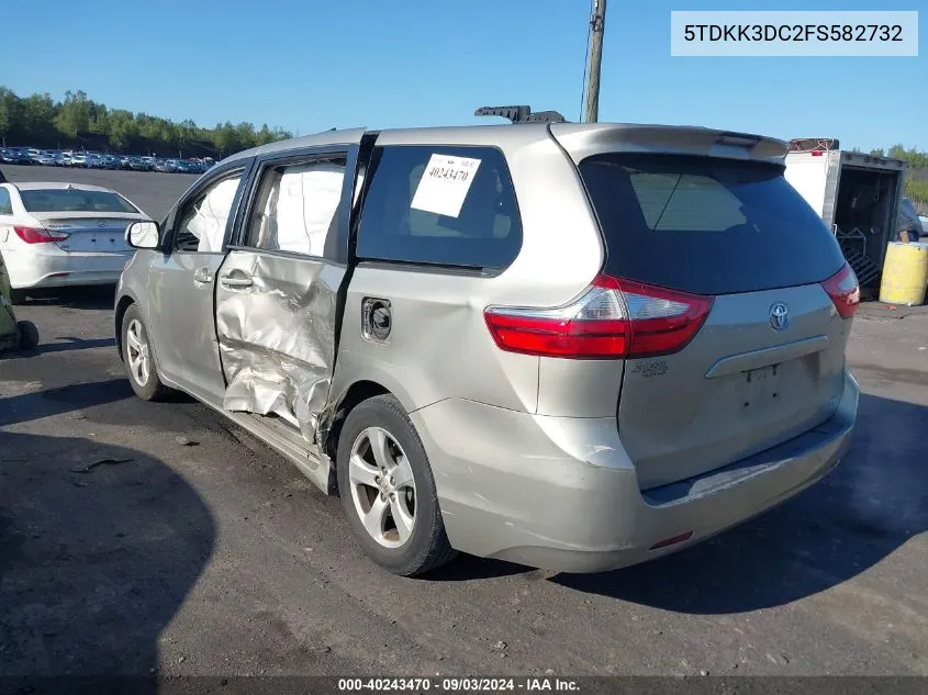 2015 Toyota Sienna Le 8 Passenger VIN: 5TDKK3DC2FS582732 Lot: 40243470