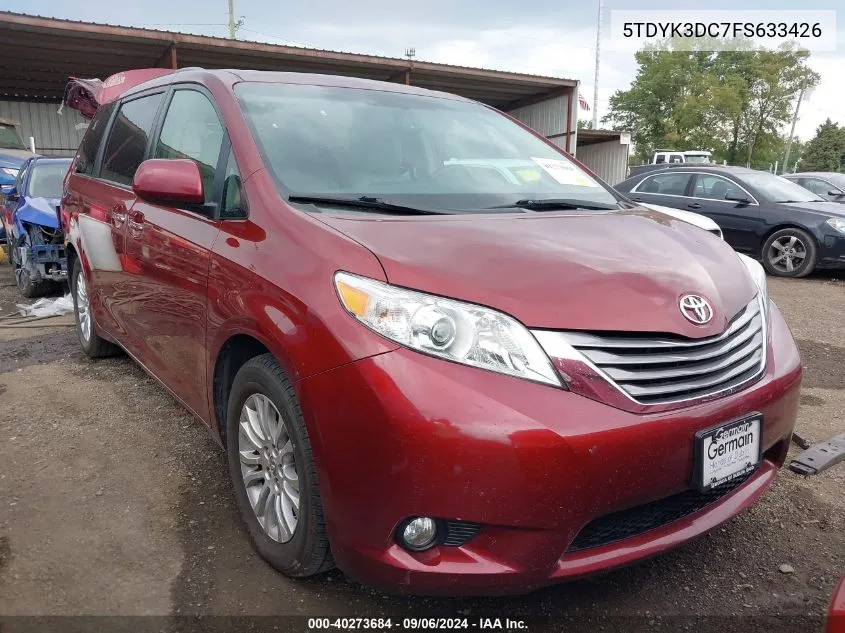 2015 Toyota Sienna Xle 8 Passenger VIN: 5TDYK3DC7FS633426 Lot: 40273684