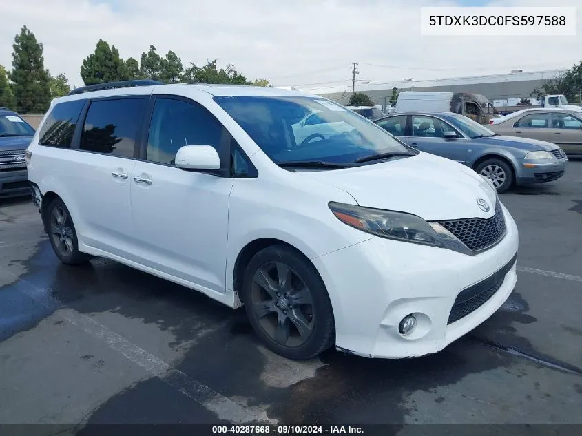 5TDXK3DC0FS597588 2015 Toyota Sienna Se 8 Passenger