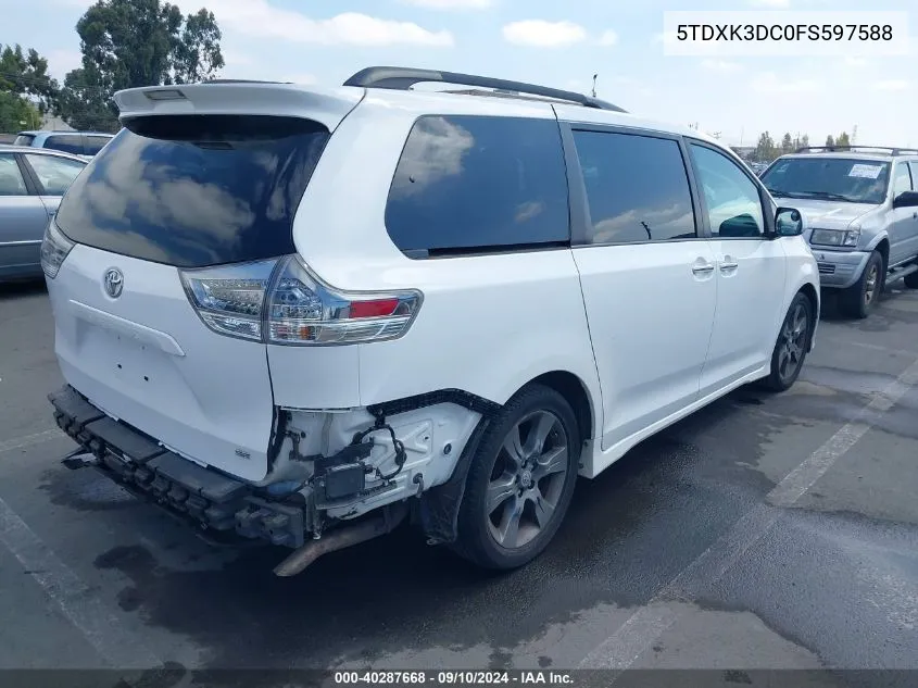 5TDXK3DC0FS597588 2015 Toyota Sienna Se 8 Passenger