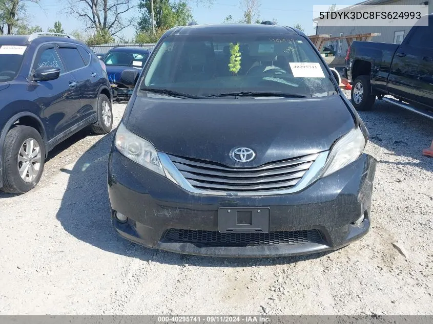 2015 Toyota Sienna Xle 8 Passenger VIN: 5TDYK3DC8FS624993 Lot: 40295741