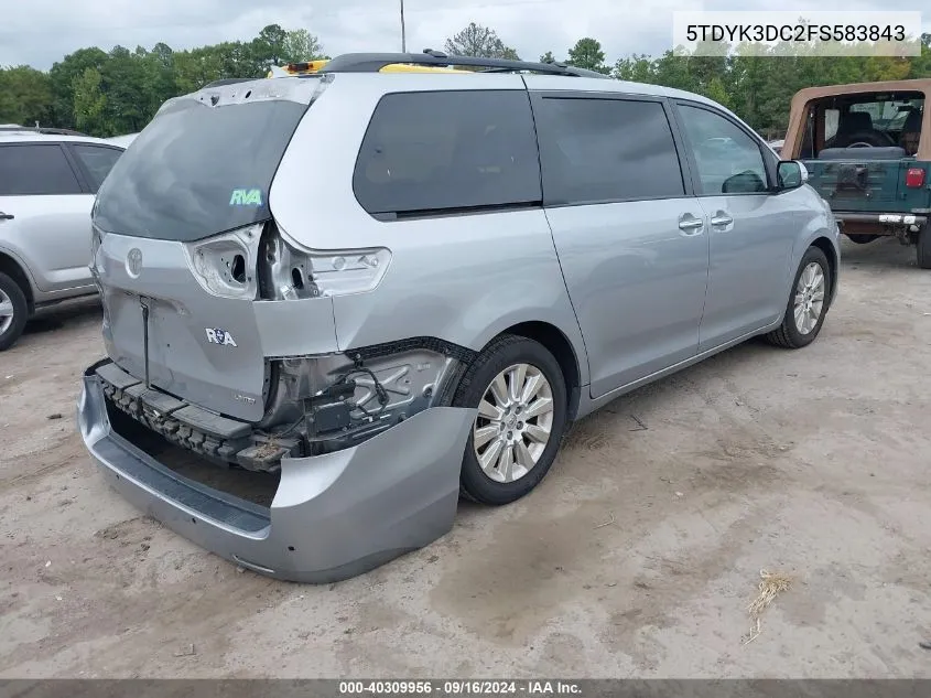 2015 Toyota Sienna Limited Premium 7 Passenger VIN: 5TDYK3DC2FS583843 Lot: 40309956