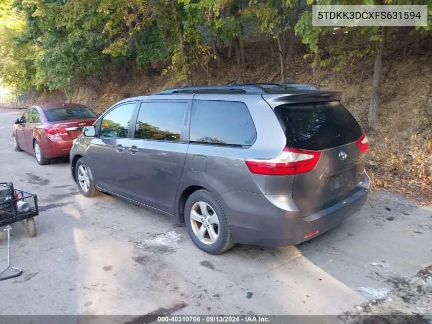 2015 Toyota Sienna Le VIN: 5TDKK3DCXFS631594 Lot: 40310766