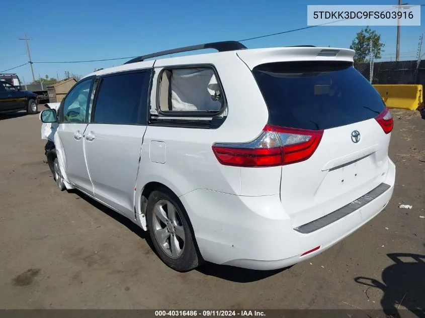 2015 Toyota Sienna Le VIN: 5TDKK3DC9FS603916 Lot: 40316486