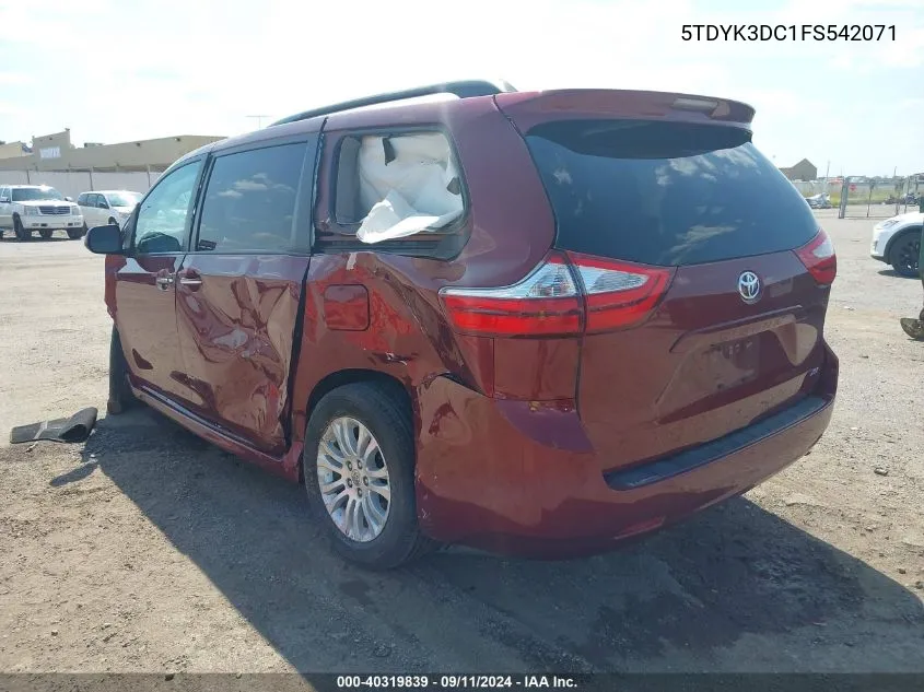 2015 Toyota Sienna Xle 8 Passenger VIN: 5TDYK3DC1FS542071 Lot: 40319839