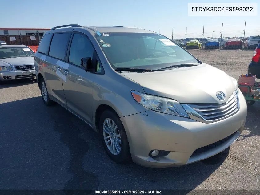 5TDYK3DC4FS598022 2015 Toyota Sienna Xle/Limited