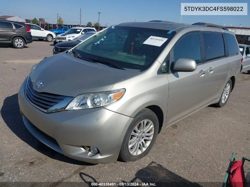 2015 Toyota Sienna Xle/Limited VIN: 5TDYK3DC4FS598022 Lot: 40335491