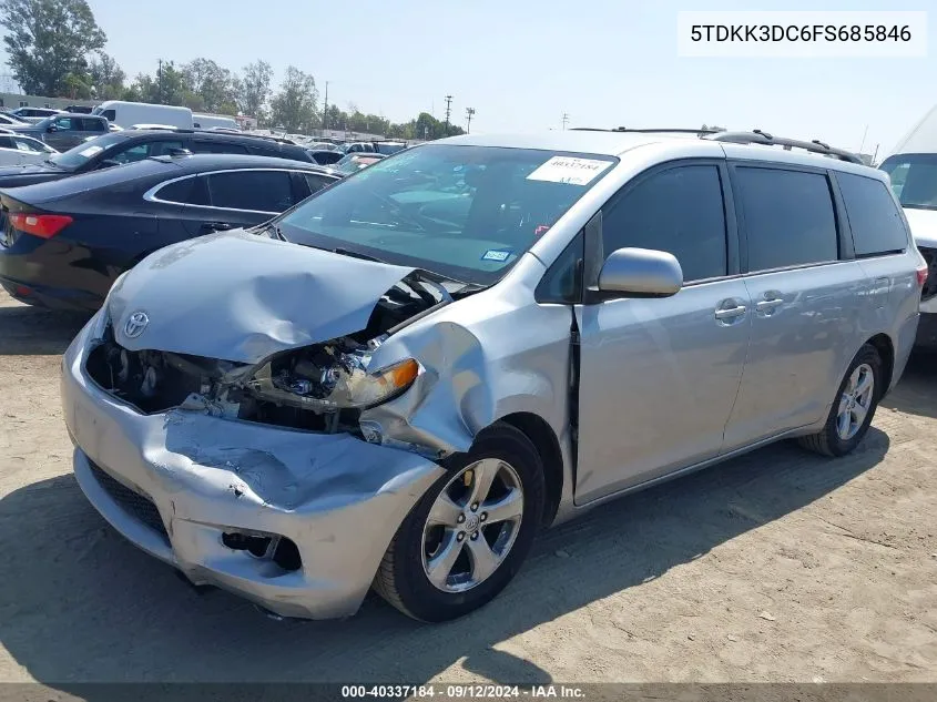 2015 Toyota Sienna Le VIN: 5TDKK3DC6FS685846 Lot: 40337184