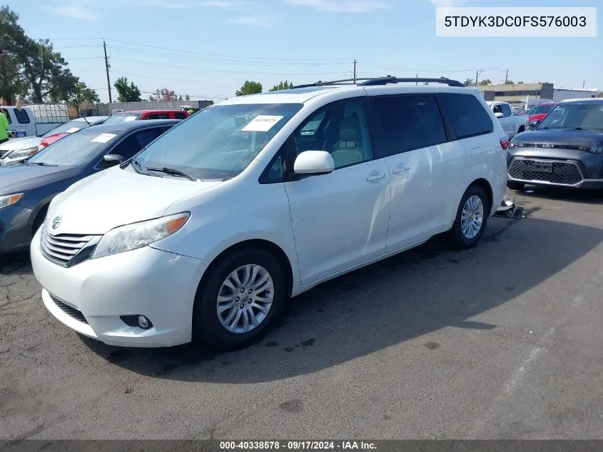 5TDYK3DC0FS576003 2015 Toyota Sienna Xle 8 Passenger