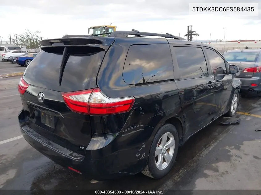 2015 Toyota Sienna Le VIN: 5TDKK3DC6FS584435 Lot: 40354503