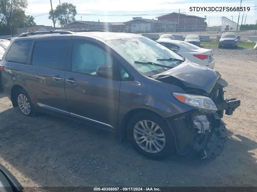 5TDYK3DC2FS668519 2015 Toyota Sienna Xle Premium 8 Passenger