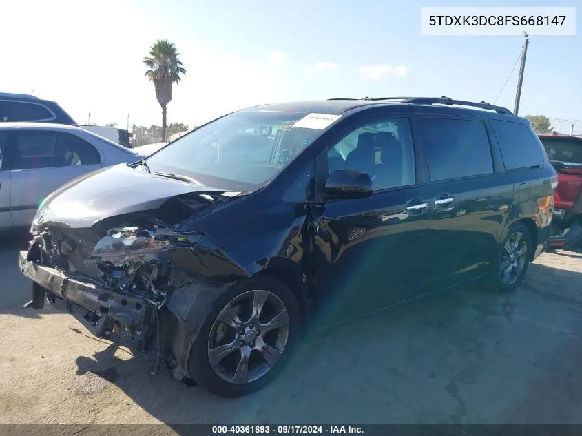 5TDXK3DC8FS668147 2015 Toyota Sienna Se 8 Passenger