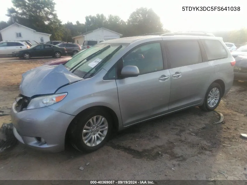 2015 Toyota Sienna Xle 8 Passenger VIN: 5TDYK3DC5FS641038 Lot: 40369057