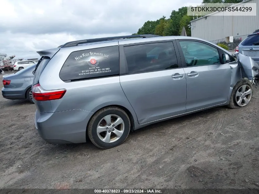 2015 Toyota Sienna Le VIN: 5TDKK3DC0FS544299 Lot: 40378823