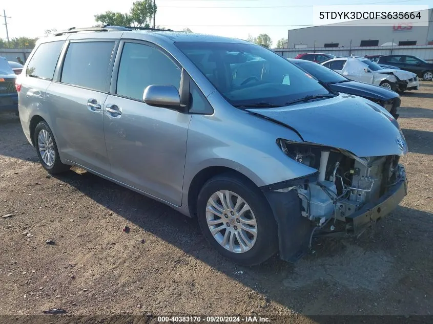 2015 Toyota Sienna Xle Premium 8 Passenger VIN: 5TDYK3DC0FS635664 Lot: 40383170