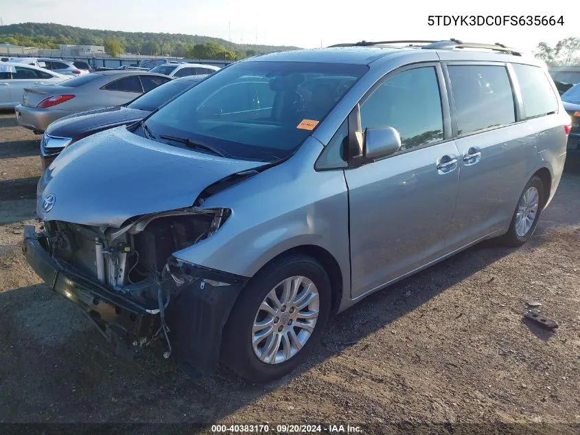 5TDYK3DC0FS635664 2015 Toyota Sienna Xle Premium 8 Passenger