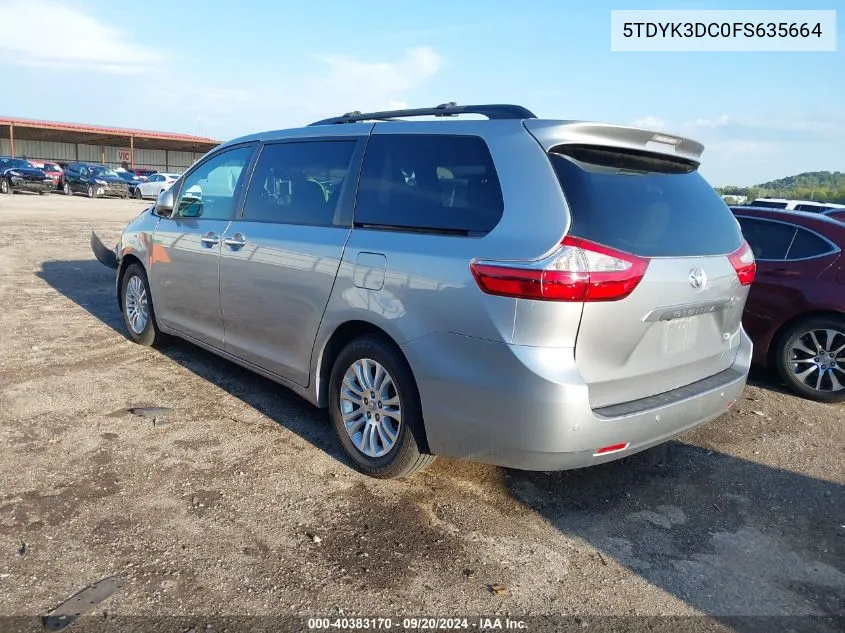 2015 Toyota Sienna Xle Premium 8 Passenger VIN: 5TDYK3DC0FS635664 Lot: 40383170