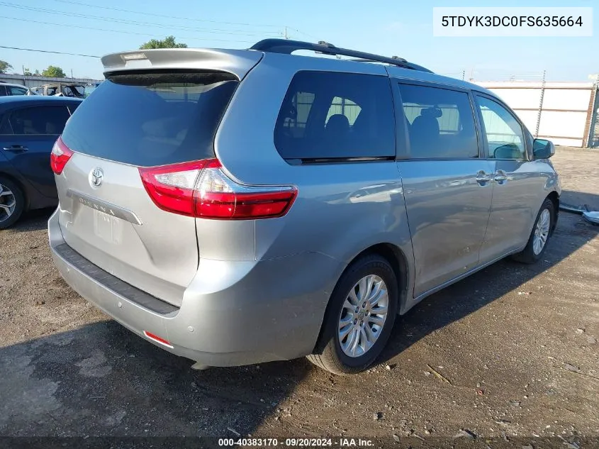 2015 Toyota Sienna Xle Premium 8 Passenger VIN: 5TDYK3DC0FS635664 Lot: 40383170