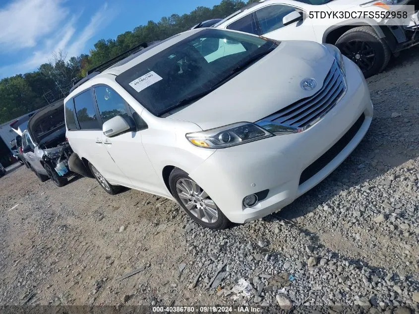 2015 Toyota Sienna Limited 7 Passenger VIN: 5TDYK3DC7FS552958 Lot: 40386780