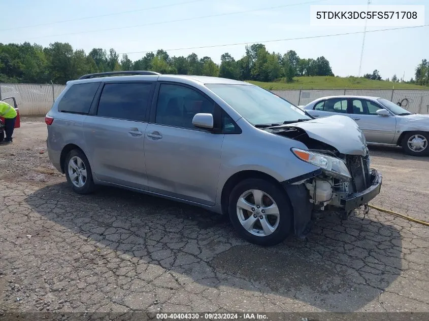 2015 Toyota Sienna Le 8 Passenger VIN: 5TDKK3DC5FS571708 Lot: 40404330