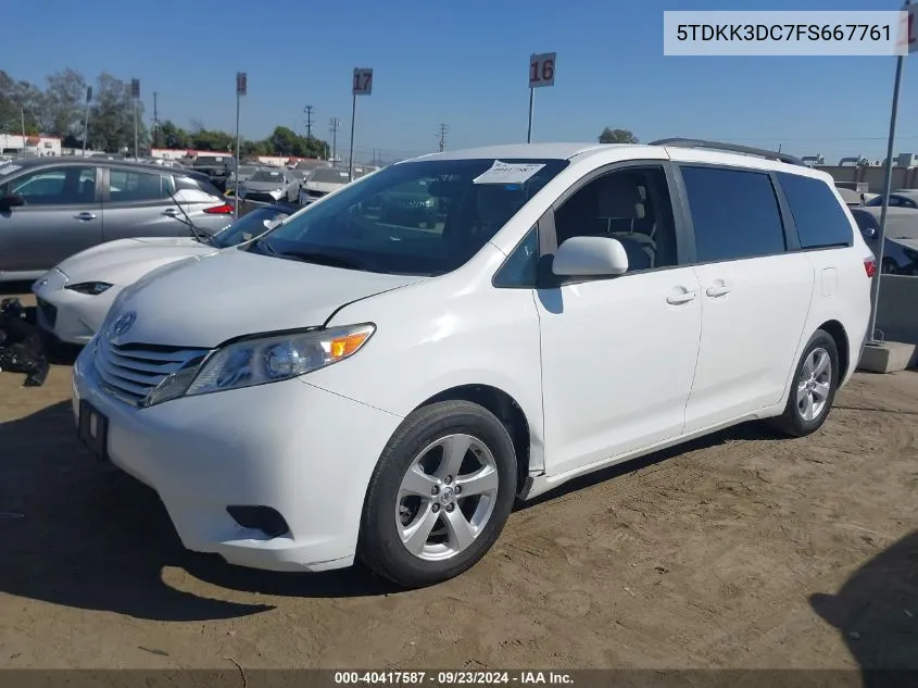 5TDKK3DC7FS667761 2015 Toyota Sienna Le 8 Passenger