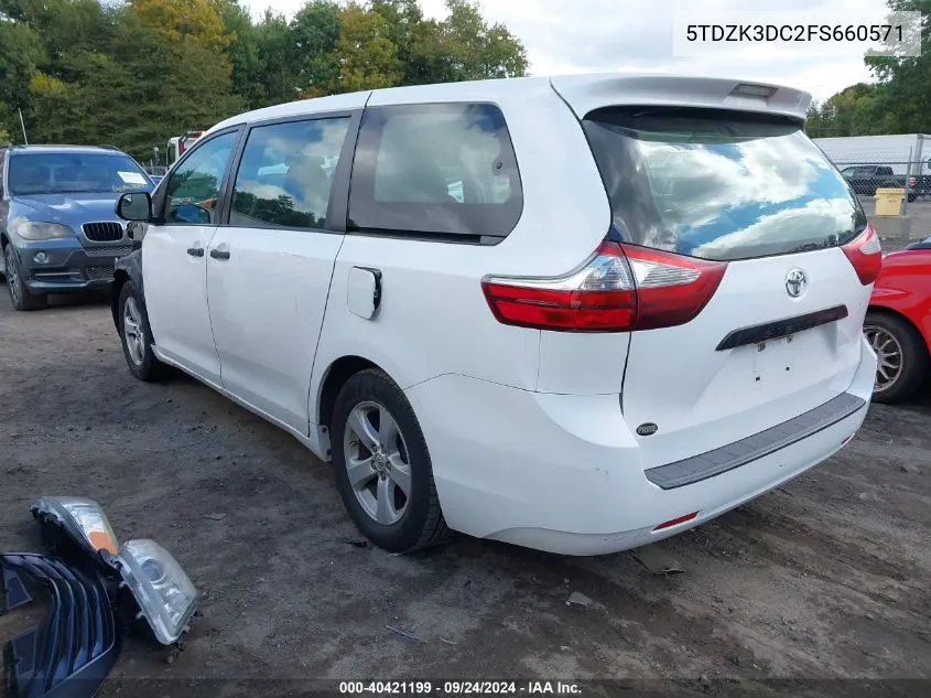 2015 Toyota Sienna L 7 Passenger VIN: 5TDZK3DC2FS660571 Lot: 40421199