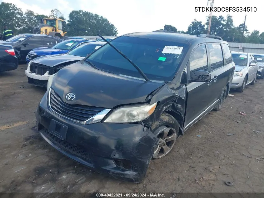 2015 Toyota Sienna Le VIN: 5TDKK3DC8FS534510 Lot: 40422821