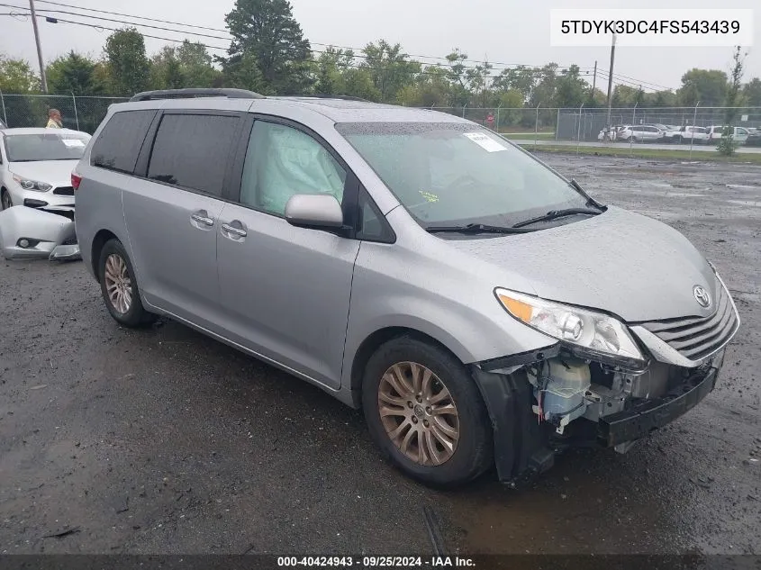 2015 Toyota Sienna Xle 8 Passenger VIN: 5TDYK3DC4FS543439 Lot: 40424943