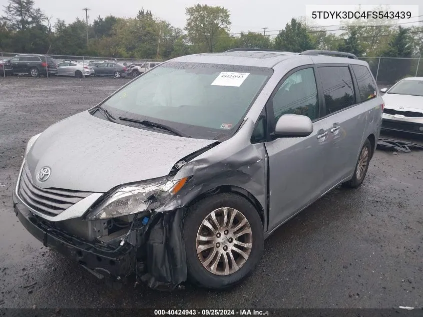 2015 Toyota Sienna Xle 8 Passenger VIN: 5TDYK3DC4FS543439 Lot: 40424943