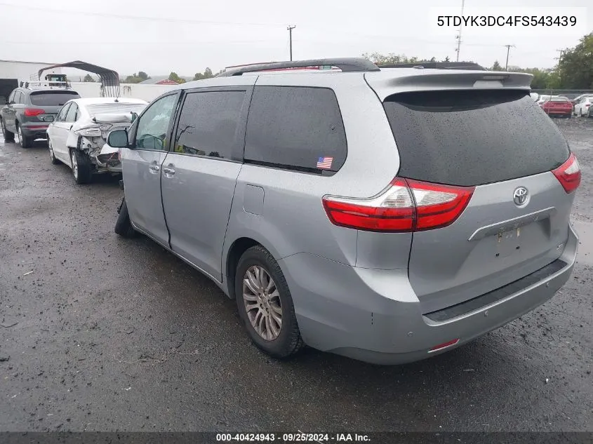 2015 Toyota Sienna Xle 8 Passenger VIN: 5TDYK3DC4FS543439 Lot: 40424943