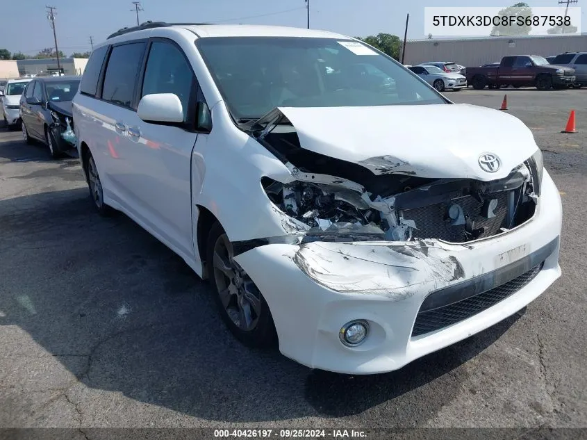 2015 Toyota Sienna Sport VIN: 5TDXK3DC8FS687538 Lot: 40426197