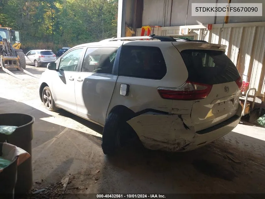 5TDKK3DC1FS670090 2015 Toyota Sienna Le 8 Passenger