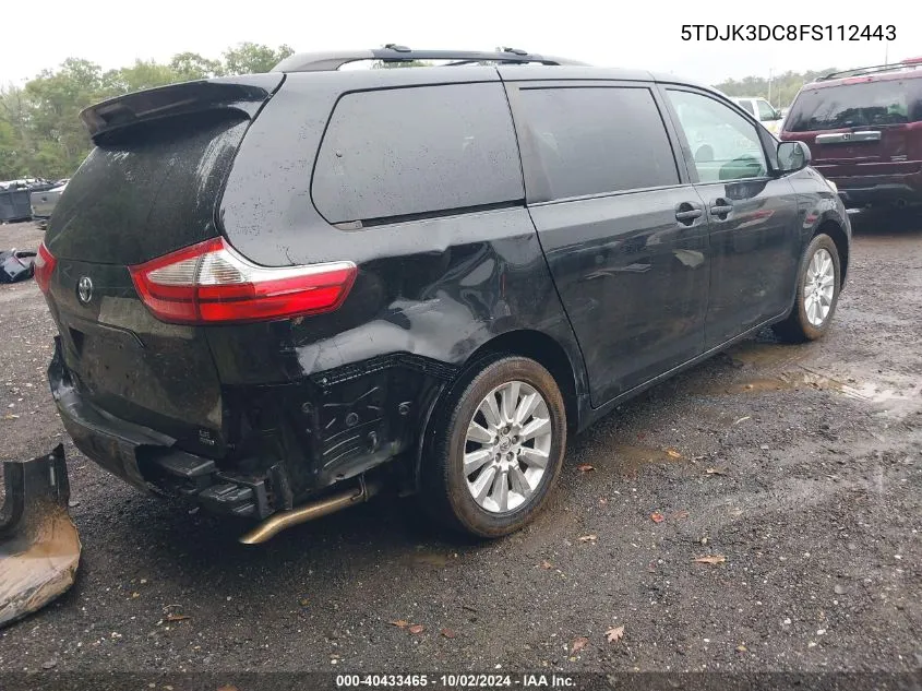 2015 Toyota Sienna Le 7 Passenger VIN: 5TDJK3DC8FS112443 Lot: 40433465