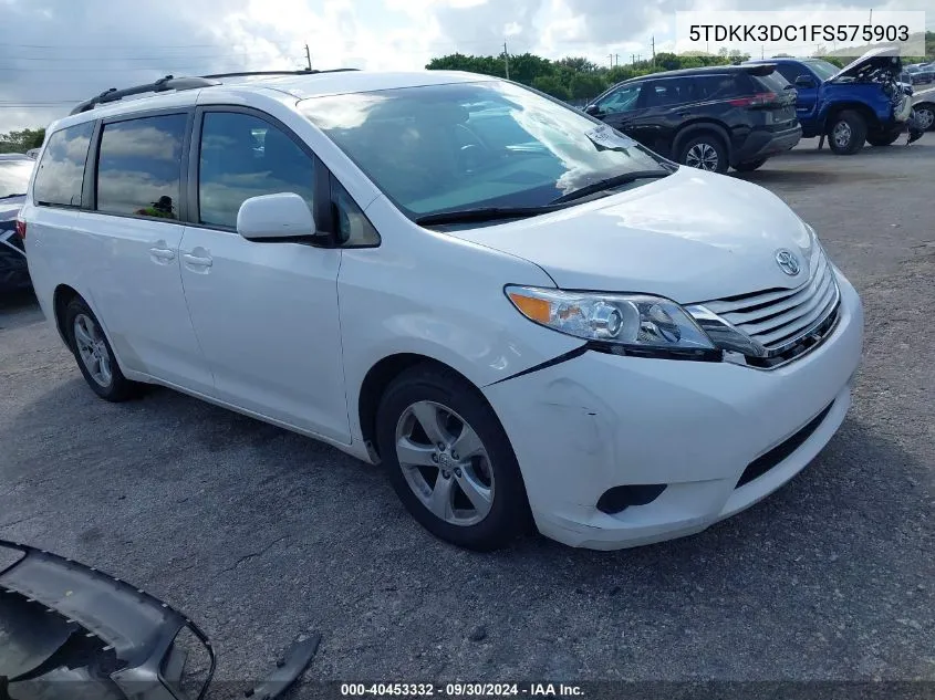 2015 Toyota Sienna Le VIN: 5TDKK3DC1FS575903 Lot: 40453332