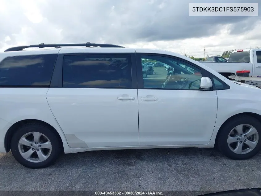 2015 Toyota Sienna Le VIN: 5TDKK3DC1FS575903 Lot: 40453332