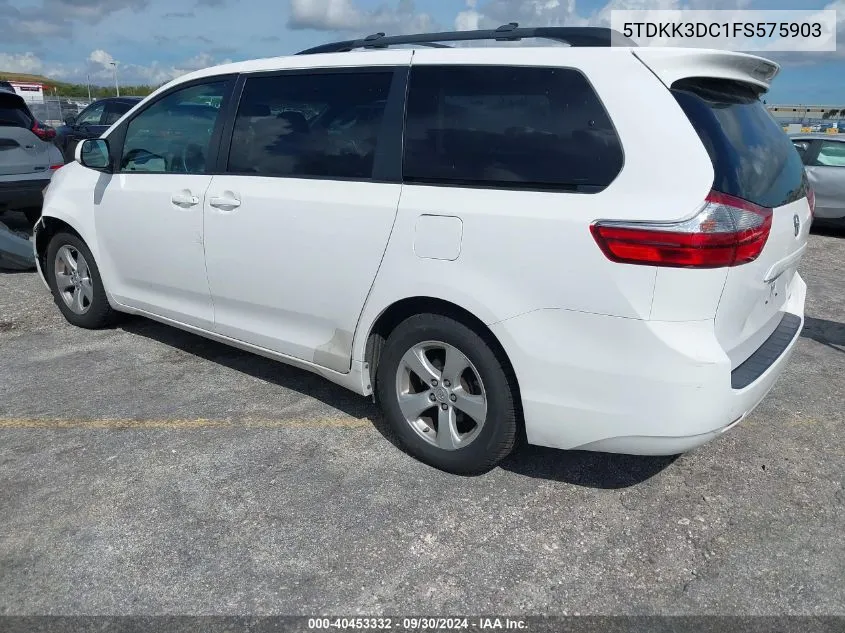 2015 Toyota Sienna Le VIN: 5TDKK3DC1FS575903 Lot: 40453332