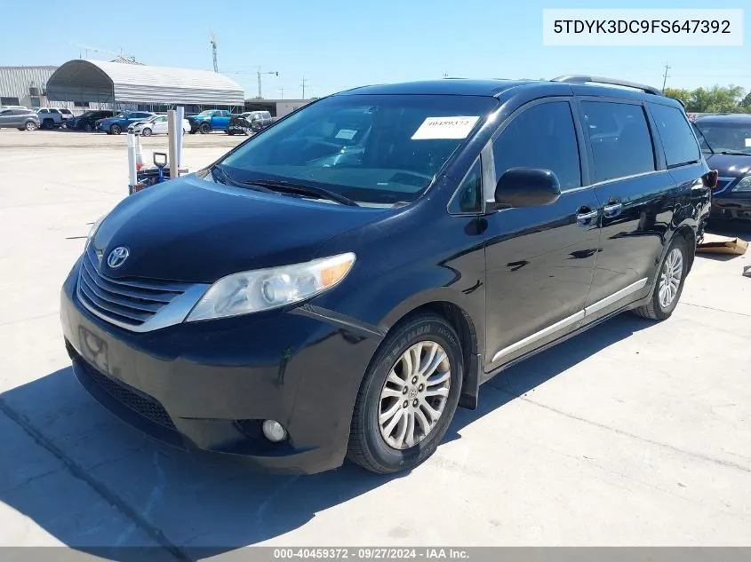 2015 Toyota Sienna Xle 8 Passenger VIN: 5TDYK3DC9FS647392 Lot: 40459372