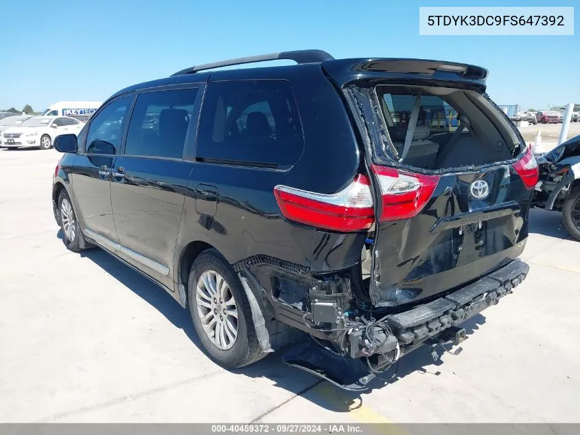 2015 Toyota Sienna Xle 8 Passenger VIN: 5TDYK3DC9FS647392 Lot: 40459372