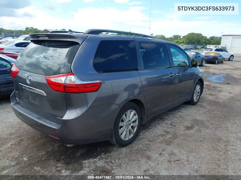 2015 Toyota Sienna Limited Premium 7 Passenger VIN: 5TDYK3DC3FS633973 Lot: 40477487