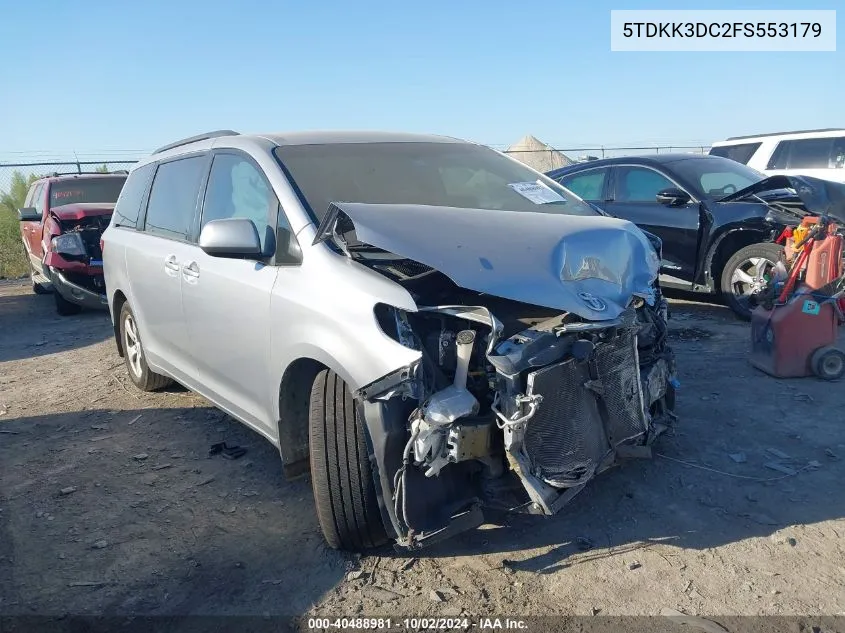 2015 Toyota Sienna Le VIN: 5TDKK3DC2FS553179 Lot: 40488981