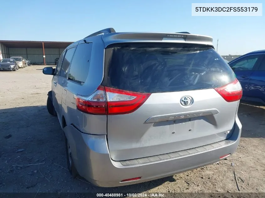 2015 Toyota Sienna Le VIN: 5TDKK3DC2FS553179 Lot: 40488981