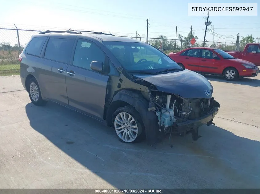 2015 Toyota Sienna Xle 8 Passenger VIN: 5TDYK3DC4FS592947 Lot: 40501026