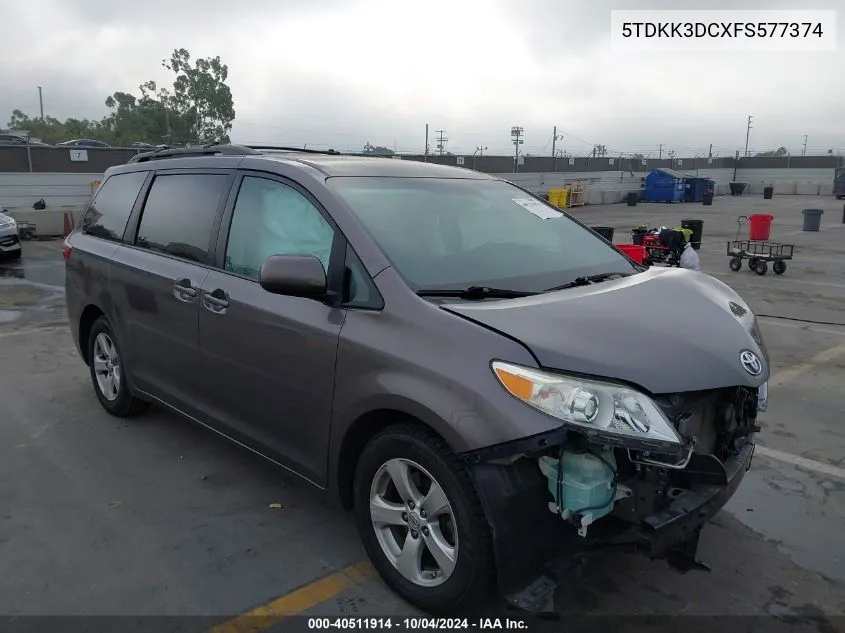 2015 Toyota Sienna Le 8 Passenger VIN: 5TDKK3DCXFS577374 Lot: 40511914