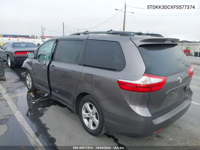 2015 Toyota Sienna Le 8 Passenger VIN: 5TDKK3DCXFS577374 Lot: 40511914