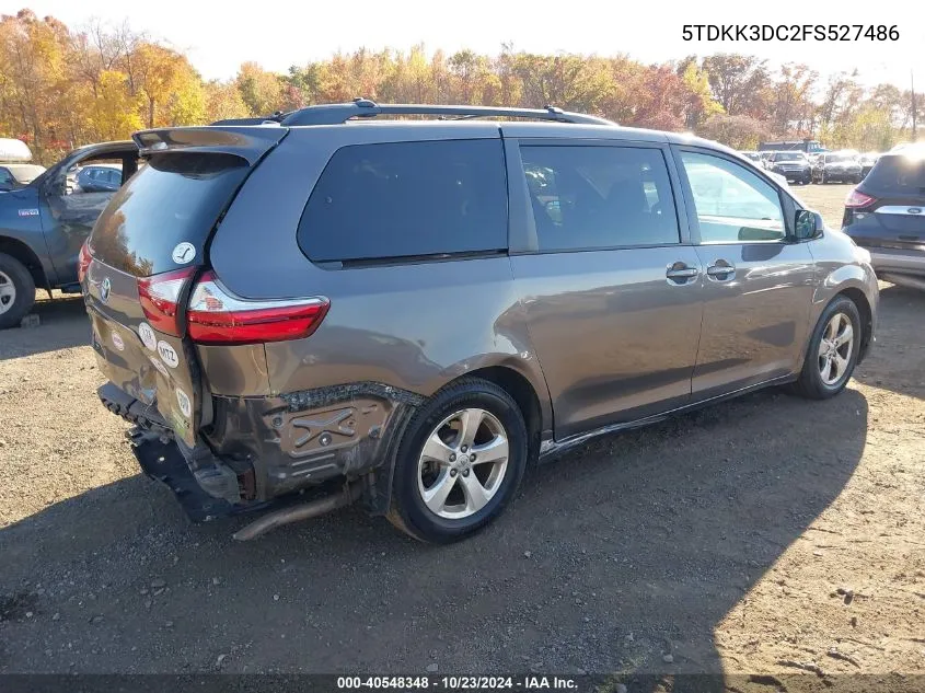 2015 Toyota Sienna Le 8 Passenger VIN: 5TDKK3DC2FS527486 Lot: 40548348