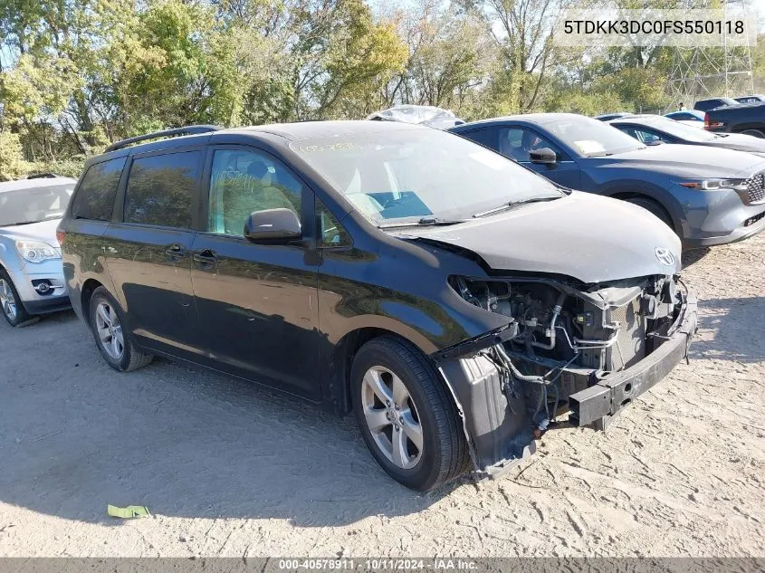 2015 Toyota Sienna Le VIN: 5TDKK3DC0FS550118 Lot: 40578911