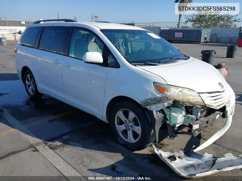 2015 Toyota Sienna Le 8 Passenger VIN: 5TDKK3DC5FS585298 Lot: 40587487